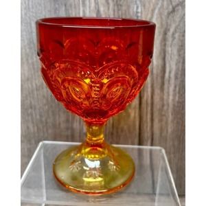 Vtg Le Smith Moon & Stars Amberina Glass Small Goblet 4 3/4" Tall
